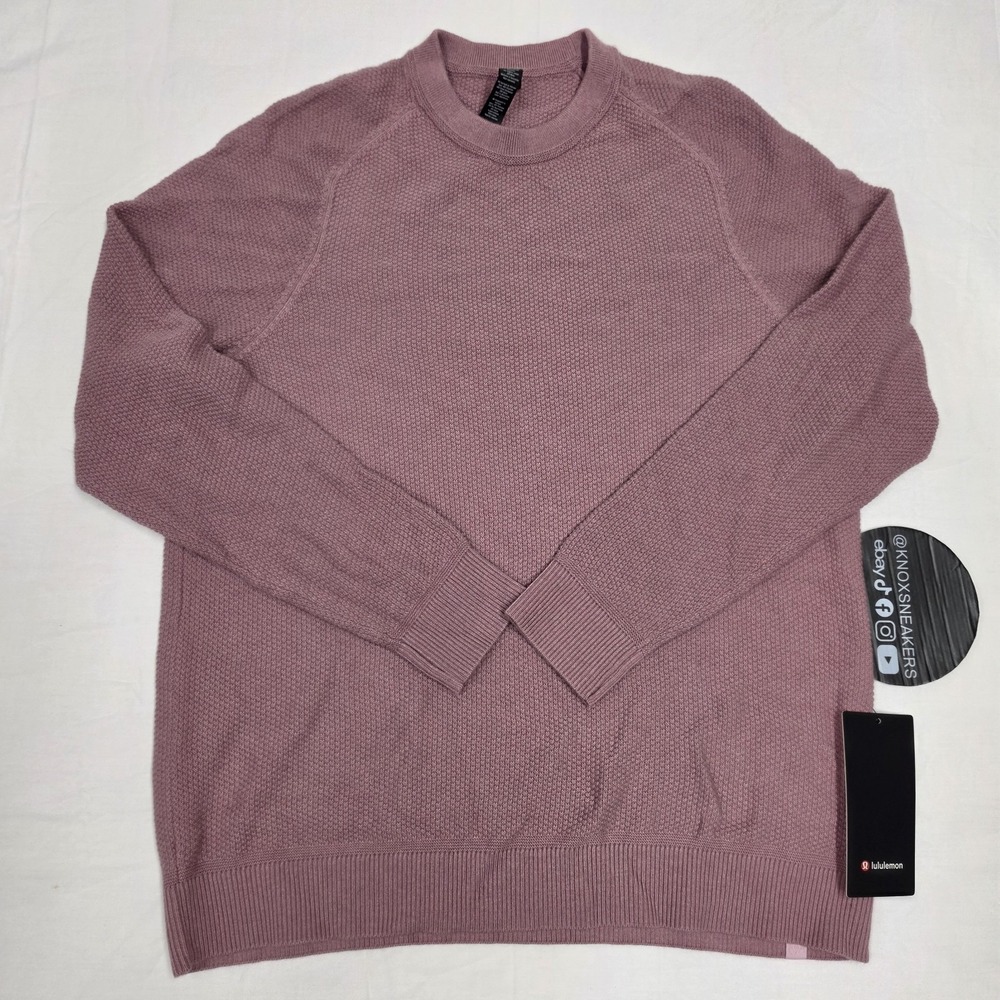 DAMAGED Lululemon Textured Knit Crewneck Sweater H1PN Pink Men's Size Large